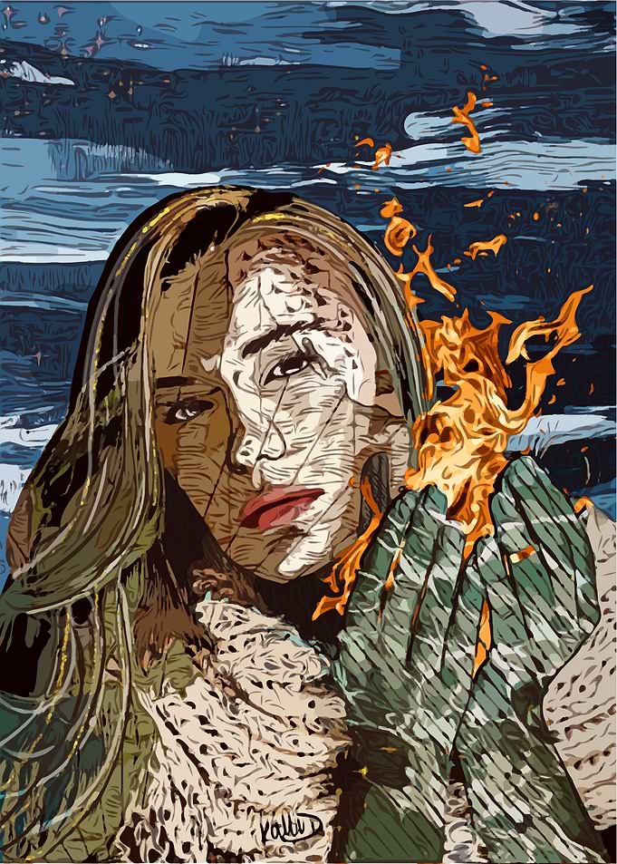 Collage Young Woman Winter