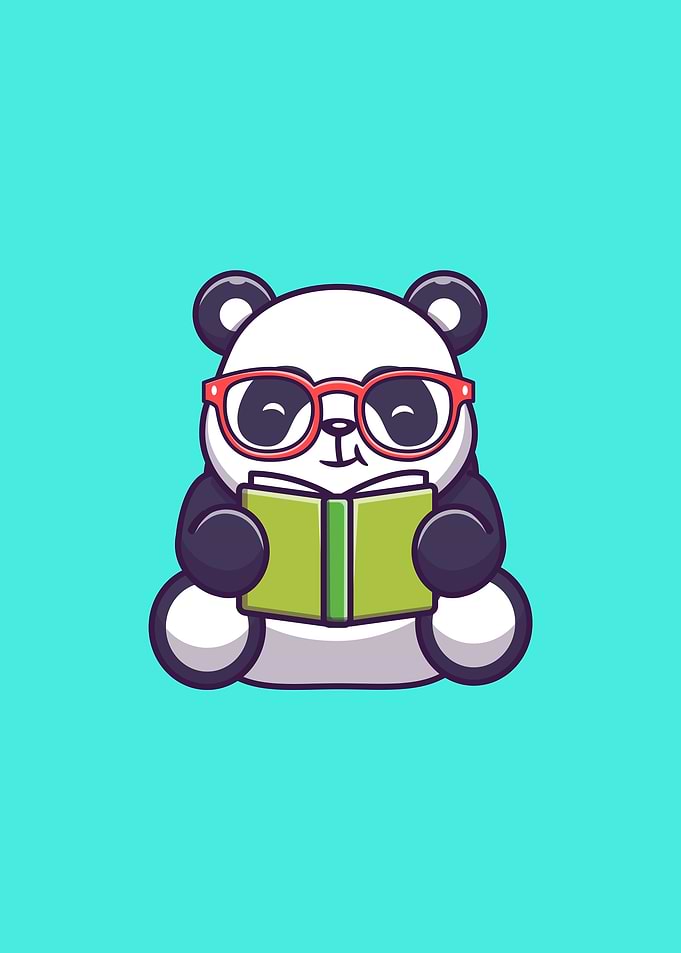 Cute Panda Reading Book
