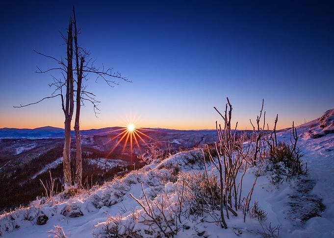 Winter mountain,frozen day