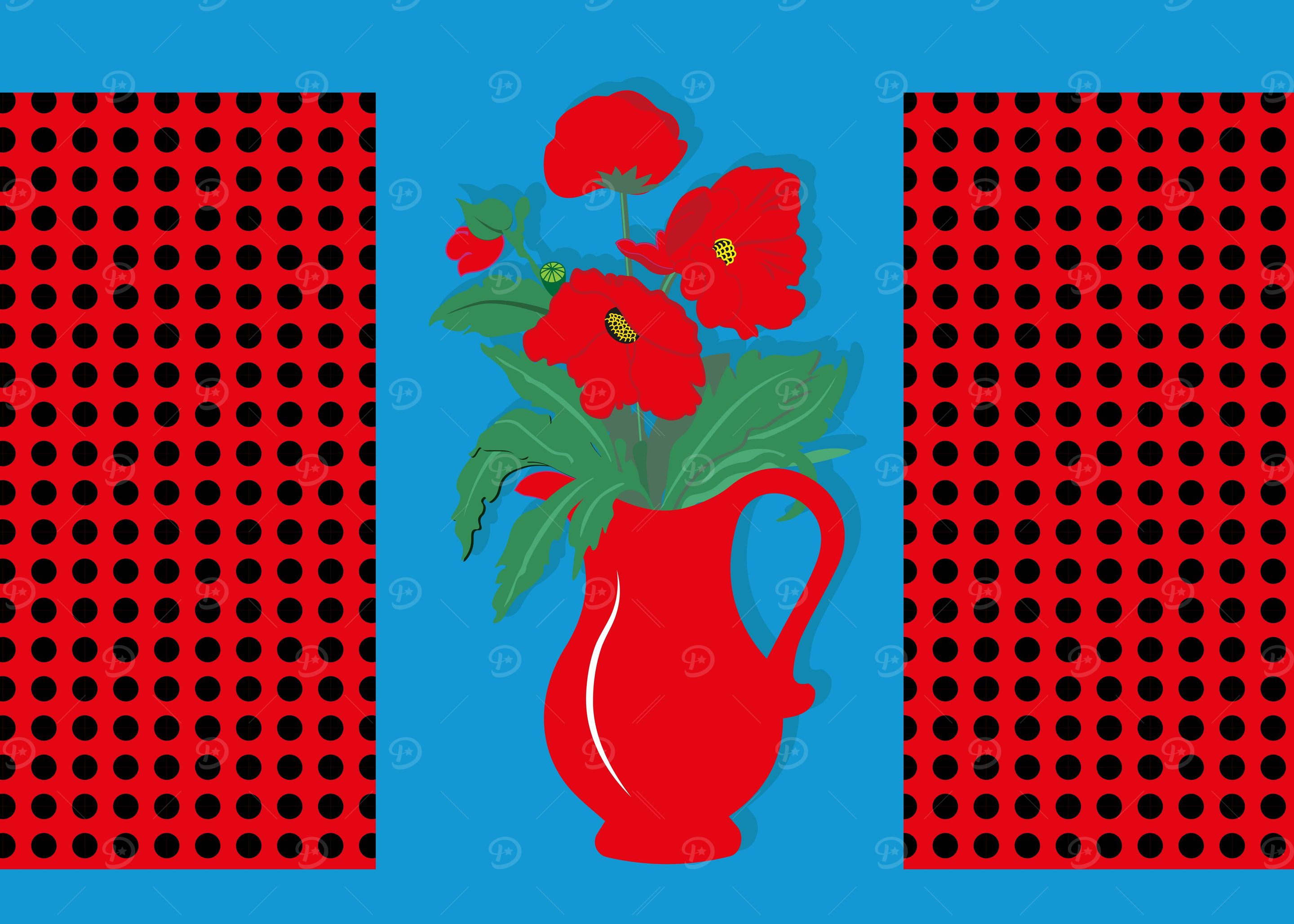 Poppy Bouquet in a Pitcher