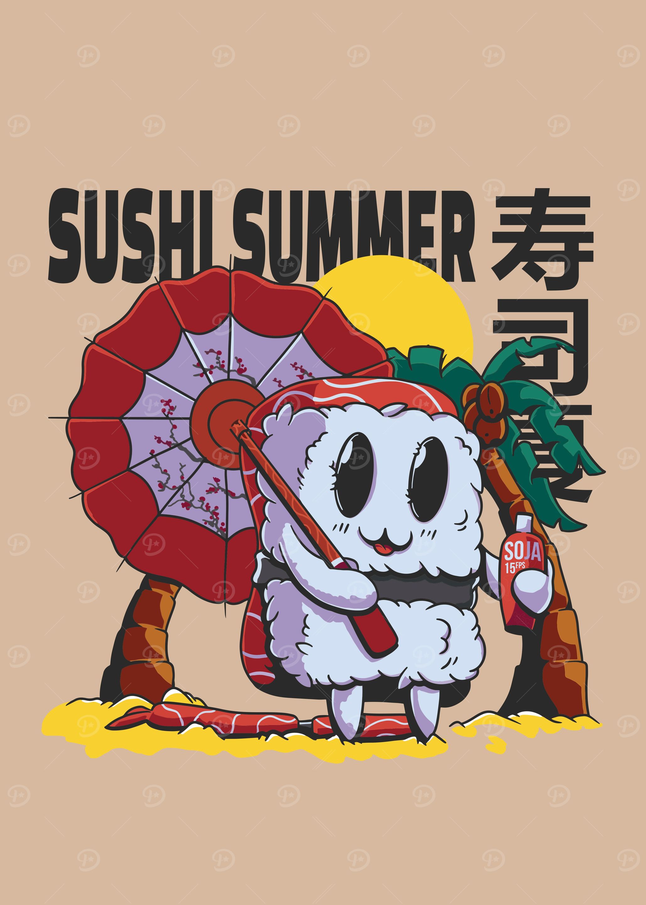 Beach kawaii sushi