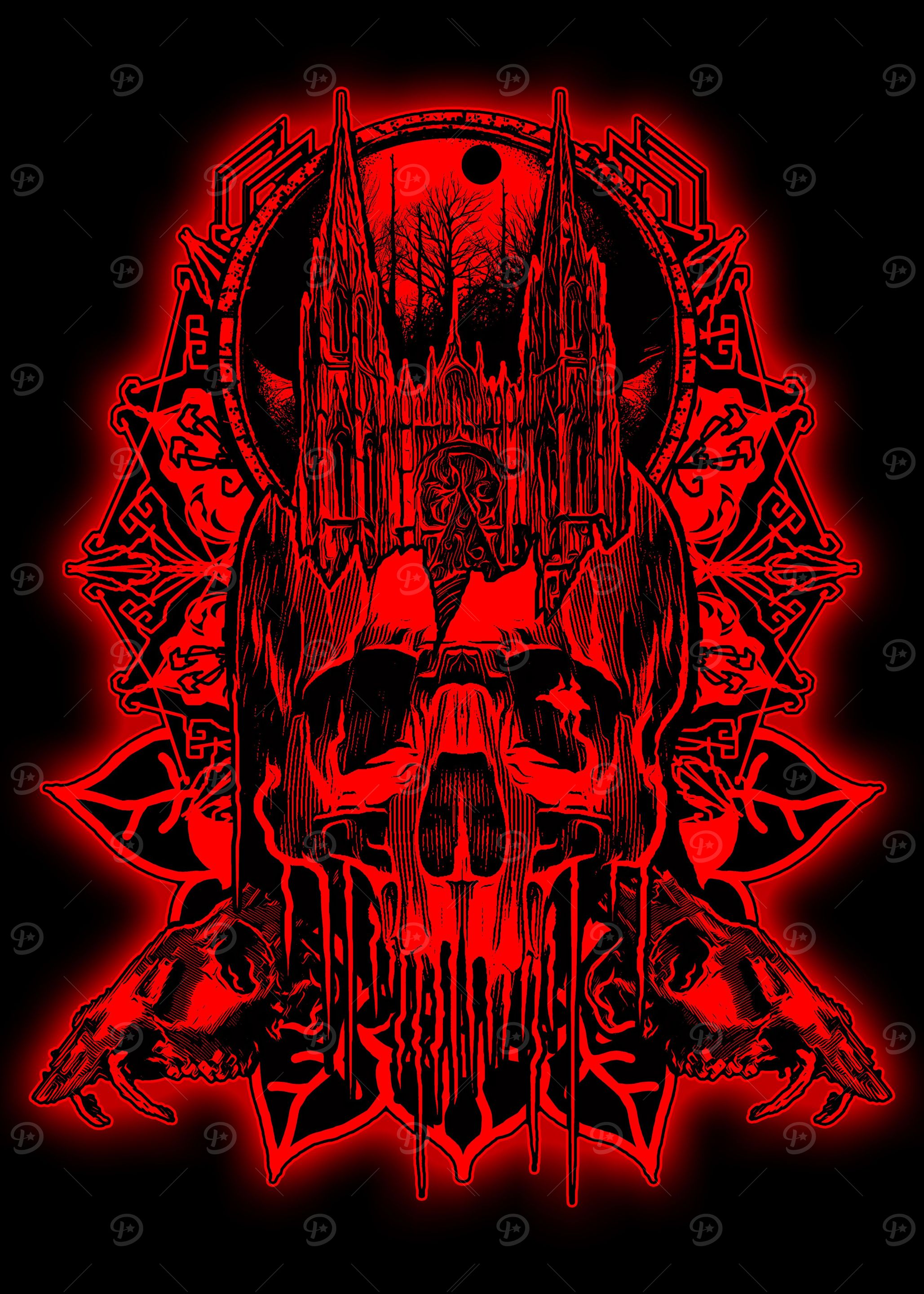 Skull Red Art Illustration