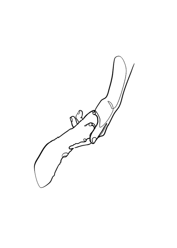 Human Hand and Dogs Paw