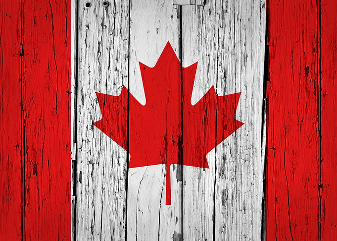 Wooden Texture Canada Flag
