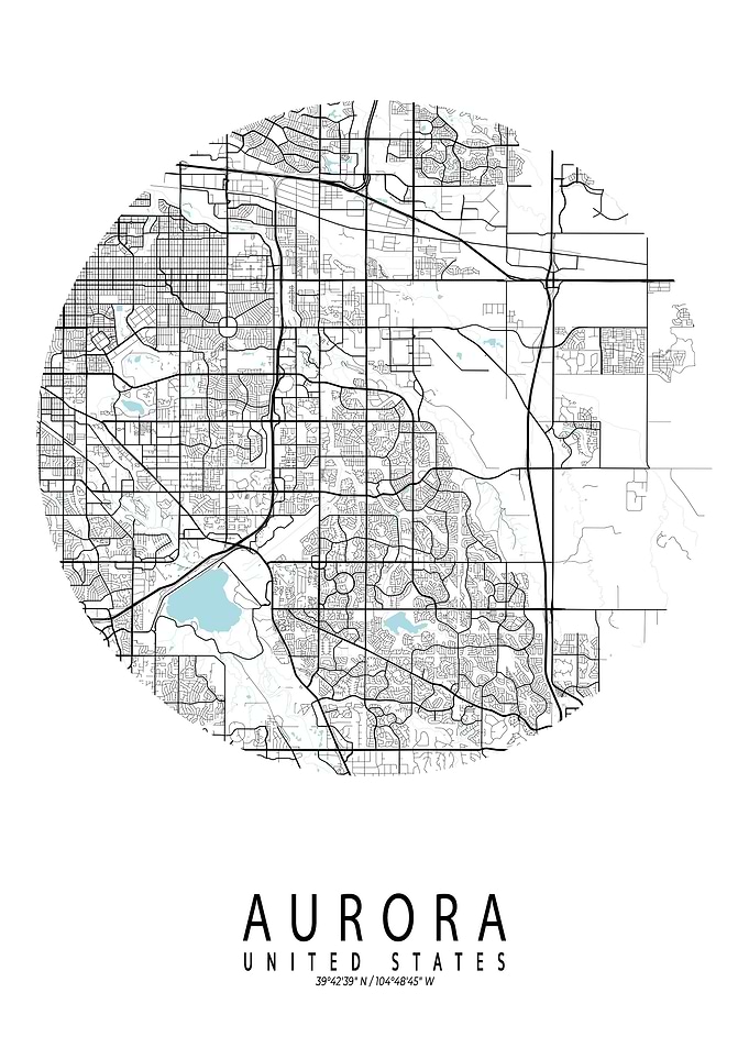 Aurora City Map Circle