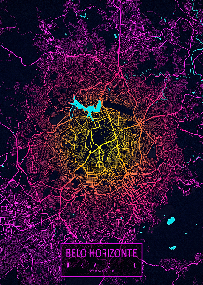 Belo Horizonte Map Neon