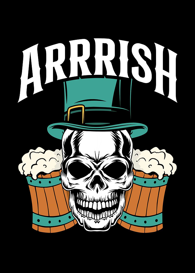 Irish skull with beer