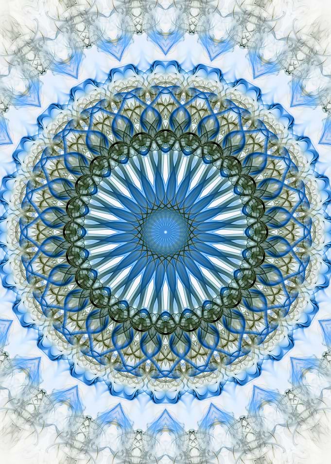Blue and white mandala