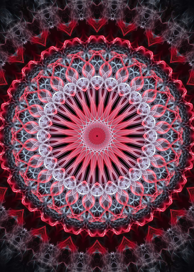 Gray and red mandala