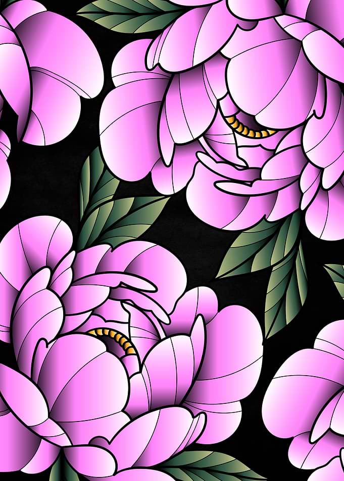 peony neotraditional