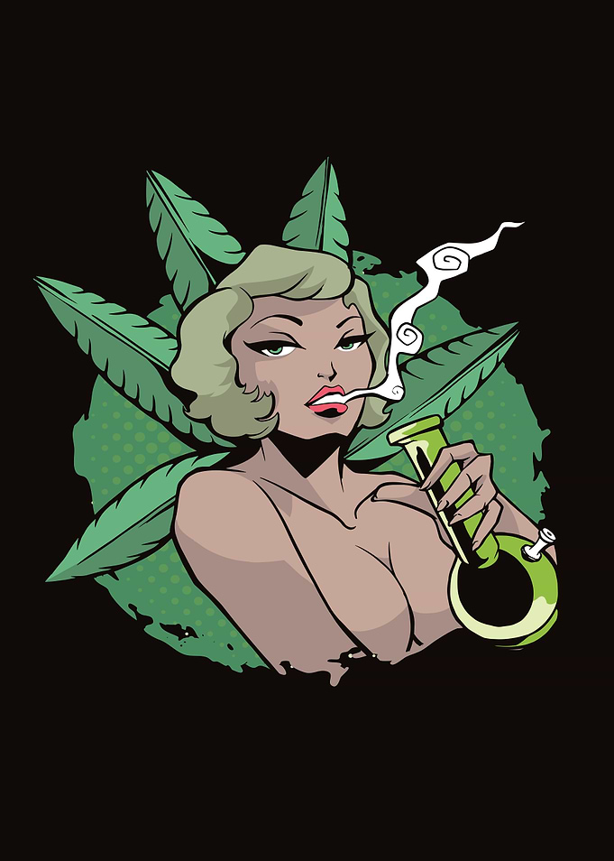 Woman smoking bong