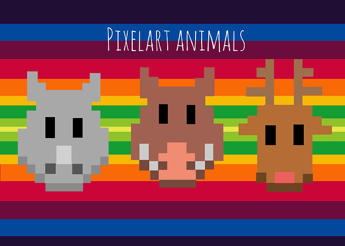 rainbow pixel animals
