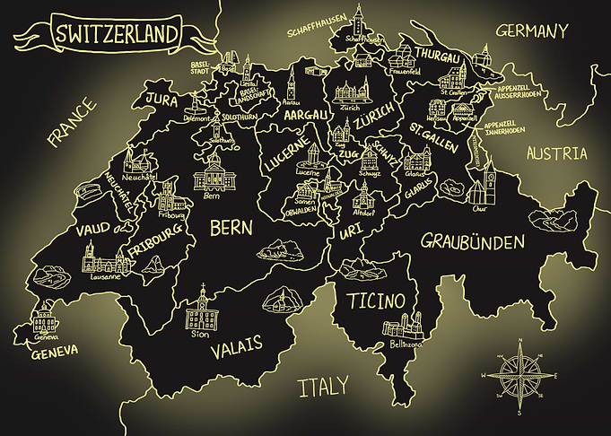 Glowing Switzerland Map