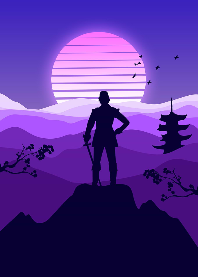 Knight in japan scenery