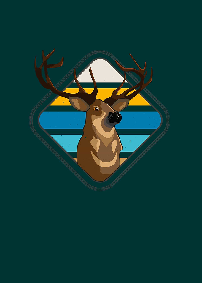 Deer Retro Nature Forest