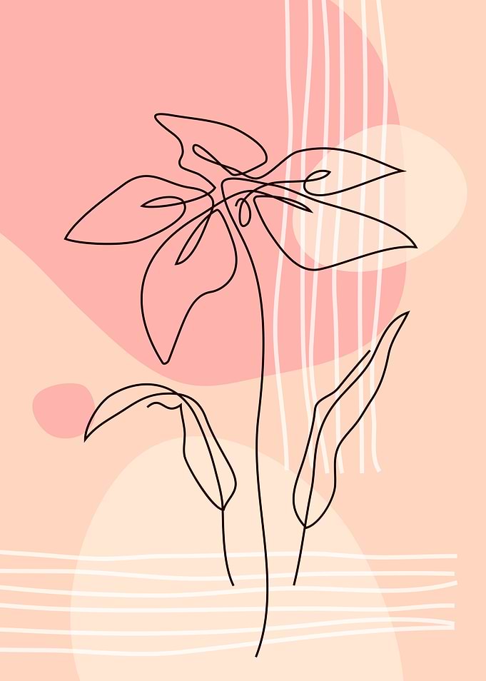 One line tropical flower