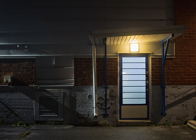 Lit Door On Autumn Night