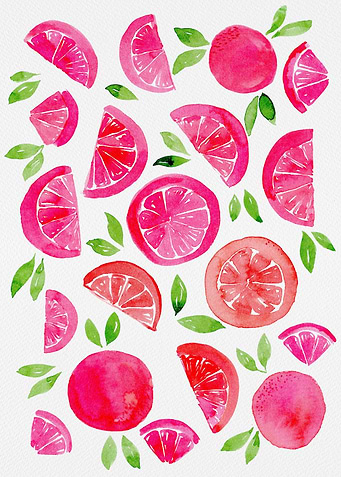 Watercolor grapefruit