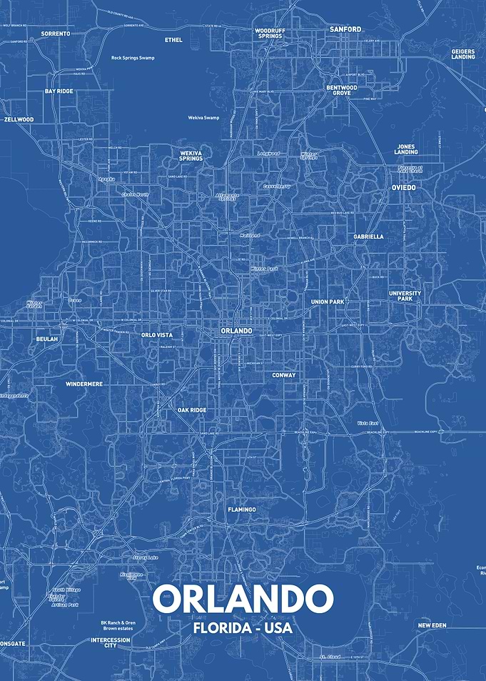 Orlando city map poster