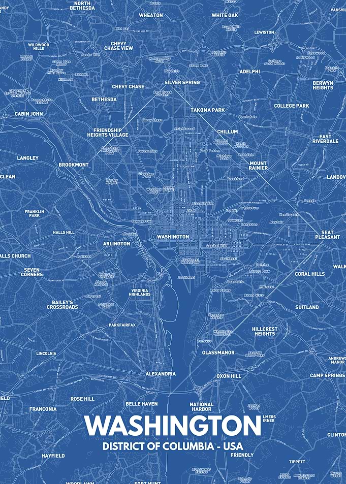 Washington city map poster