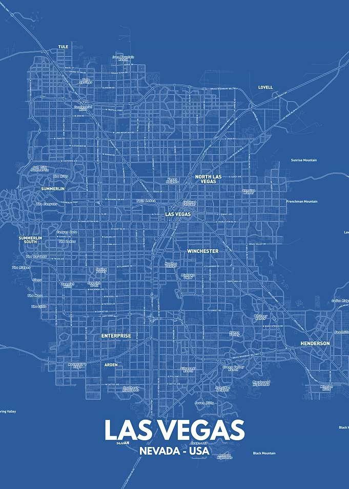 Las Vegas city map poster