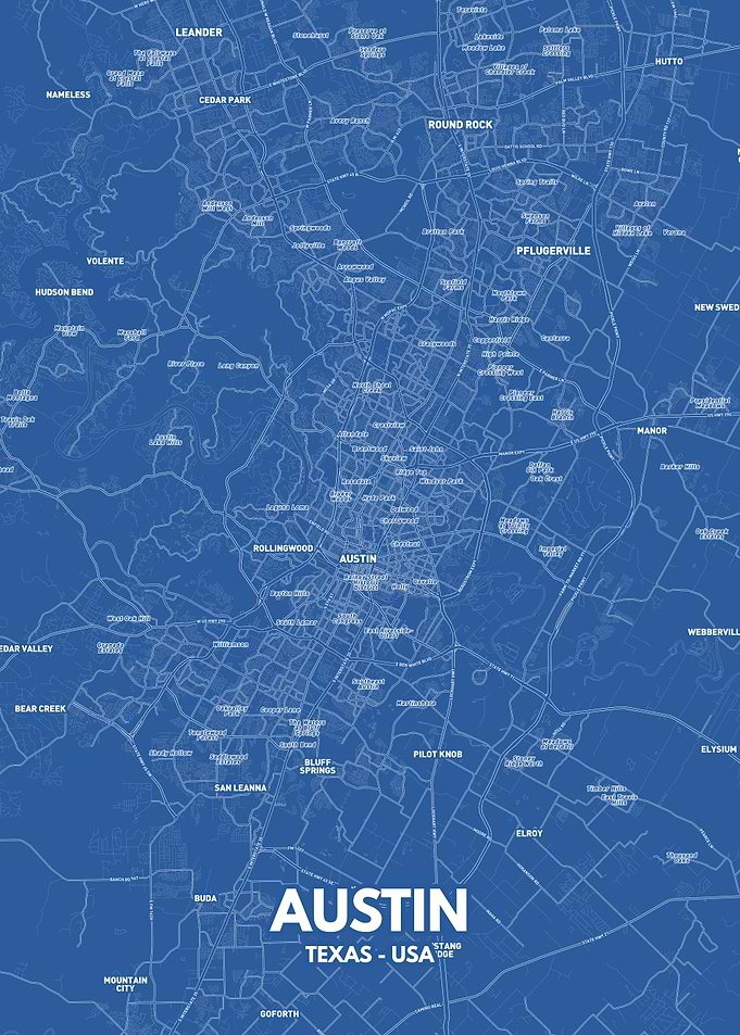 Austin city map poster