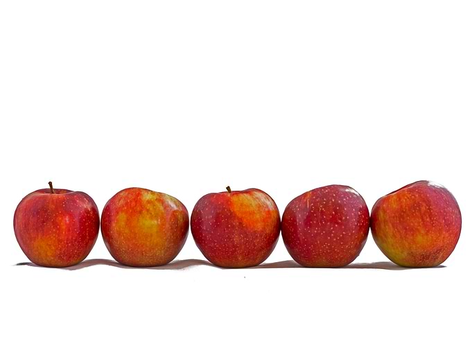 Red apples in a row