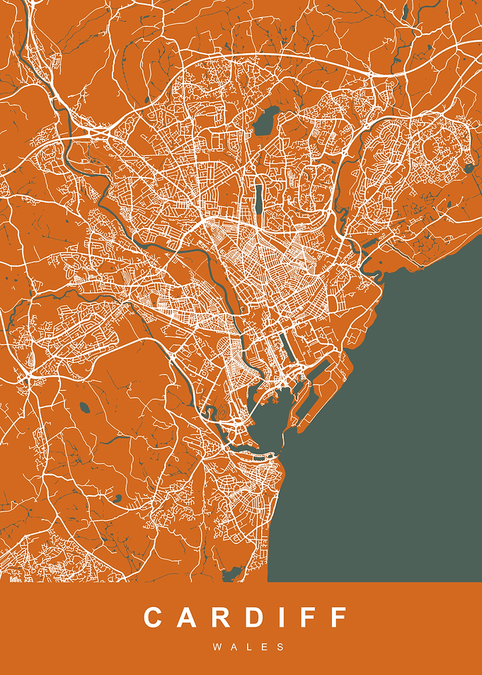 CARDIFF Map WALES UK