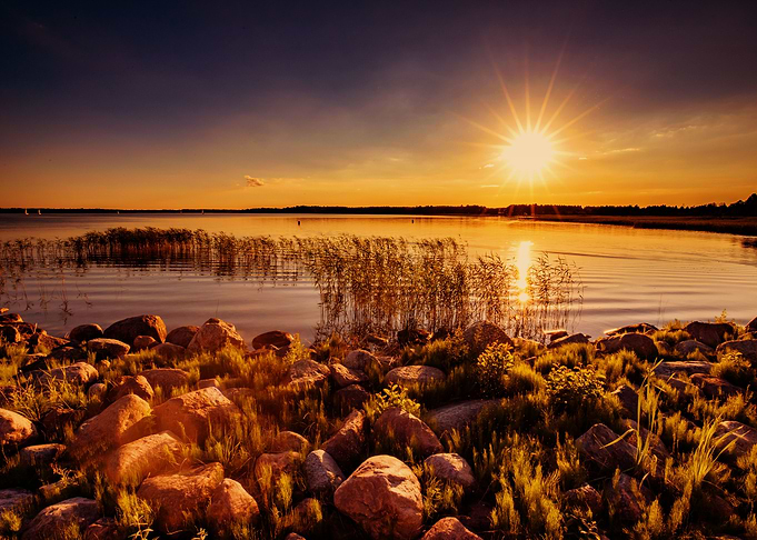 Sunset, summer lake,Poland