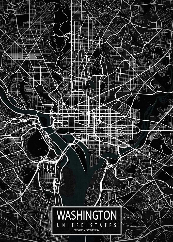 Washington City Map Dark