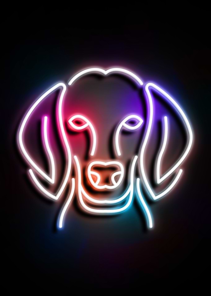 Dachshund dog neon art