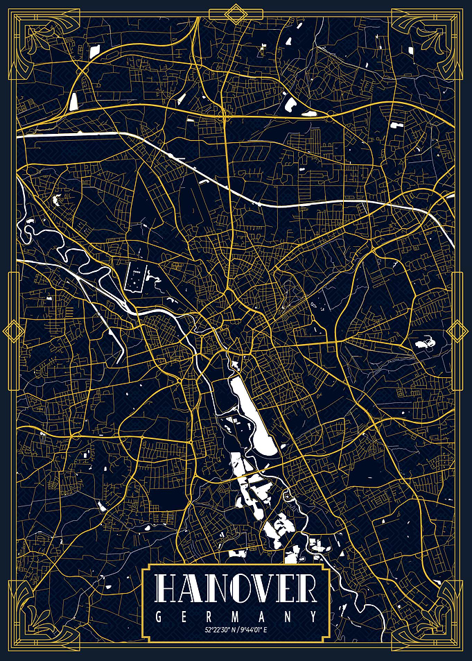 Hanover City Map Gold