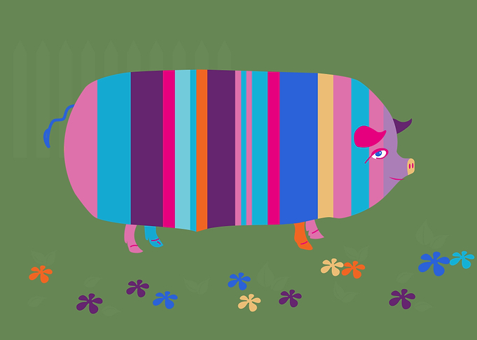 Striped Pig Vintage 1970s