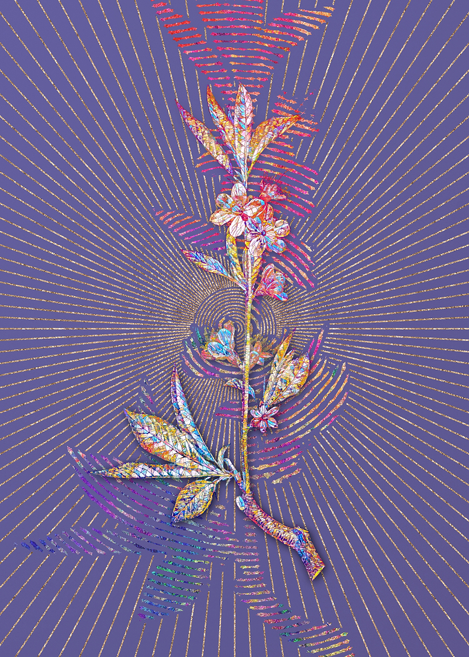 Pink Flower Branch Mosaic
