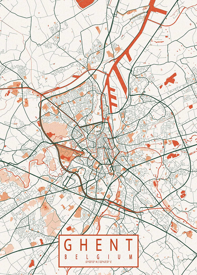 Ghent City Map Bohemian