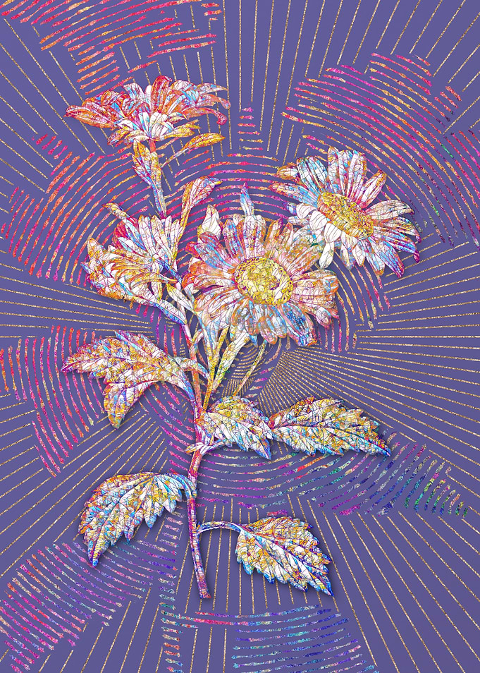Red Aster Flowers Mosaic