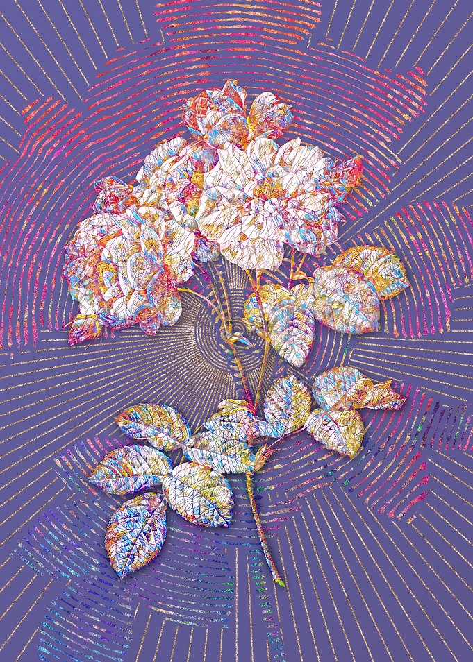 Pink Damask Rose Mosaic