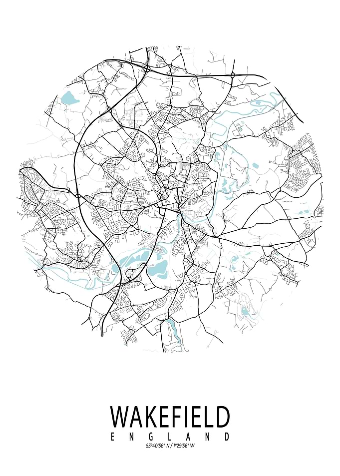 Wakefield City Map Circle