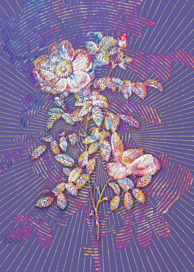 Red Sweetbriar Rose Mosaic