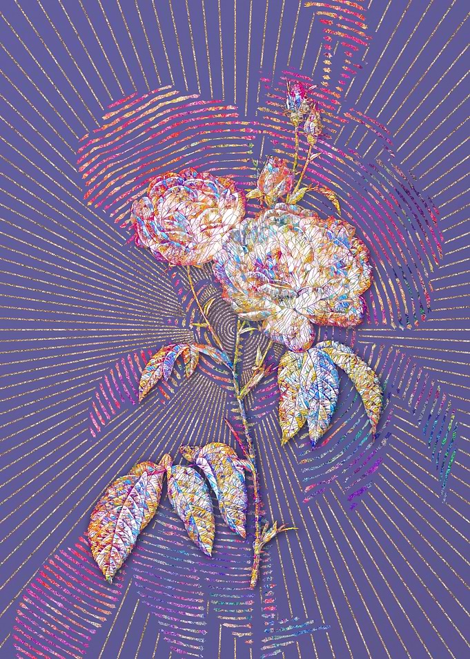Purple Roses Mosaic Floral