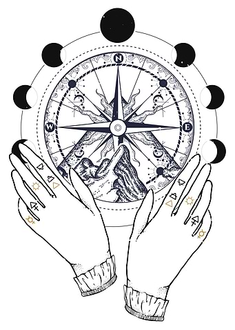 Boho style hands mountain