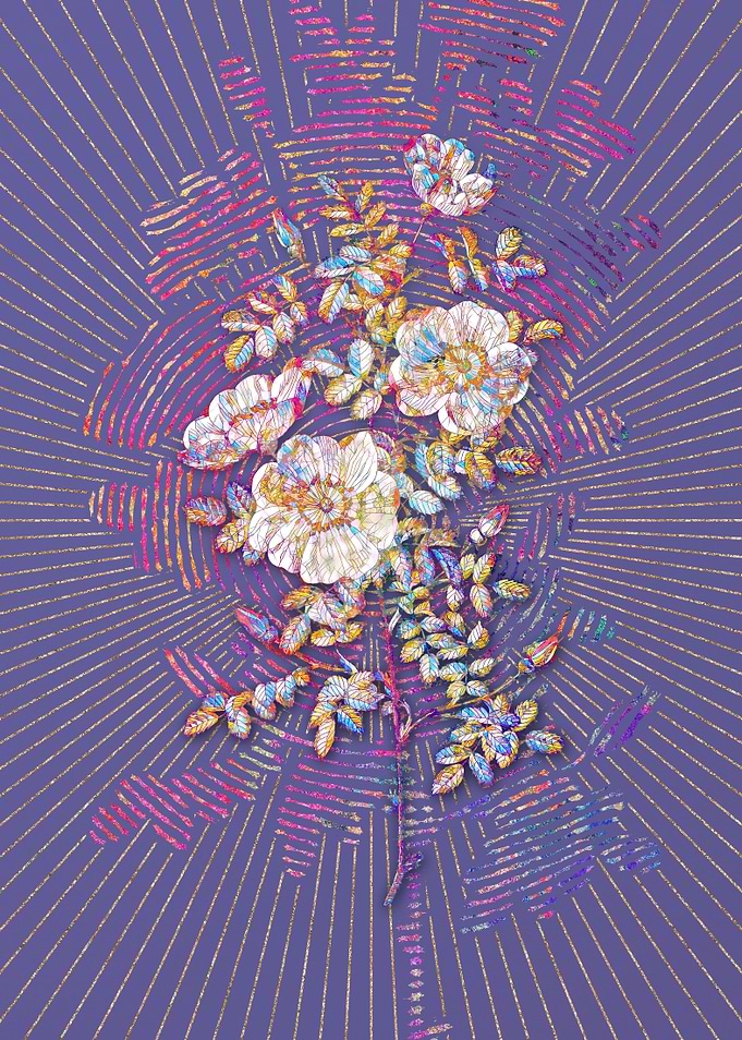White Burnet Roses Mosaic