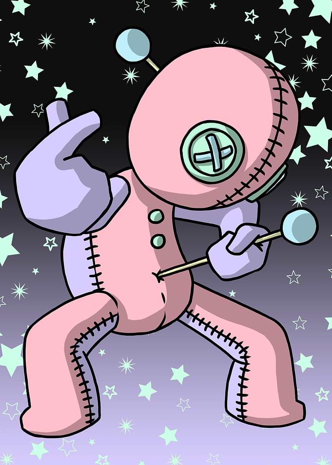 Pastel Goth Voodoo Doll