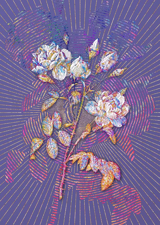 White Rose Mosaic Flower