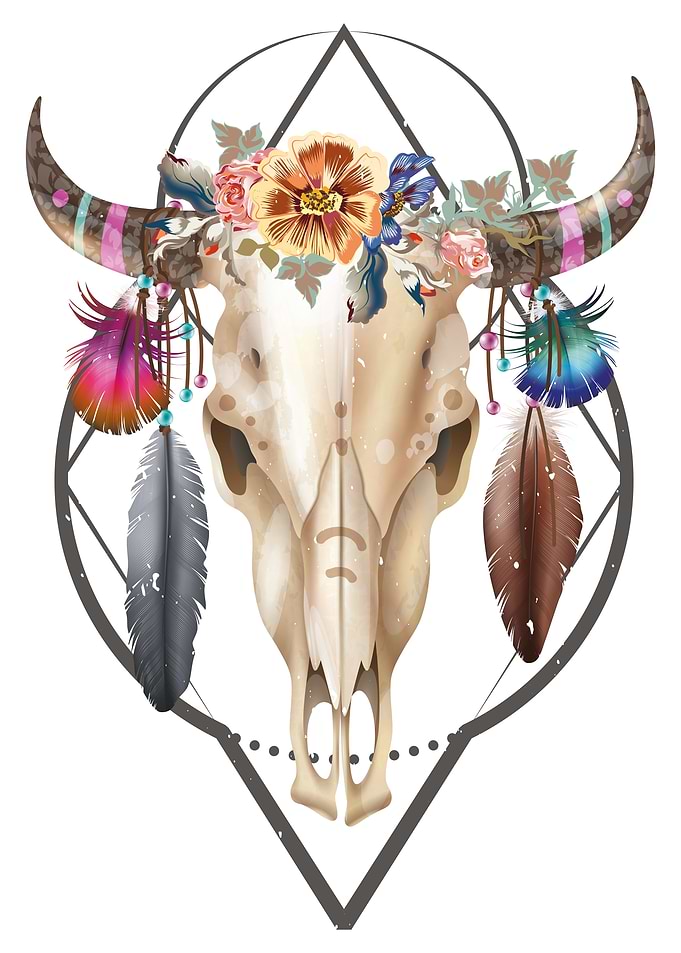 Boho style cow head with