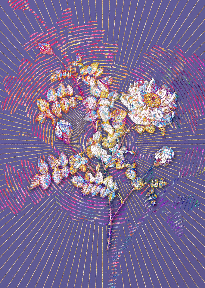 White Burnet Roses Mosaic