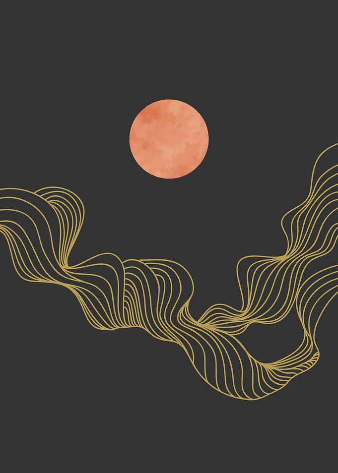Moon and Abstract line art
