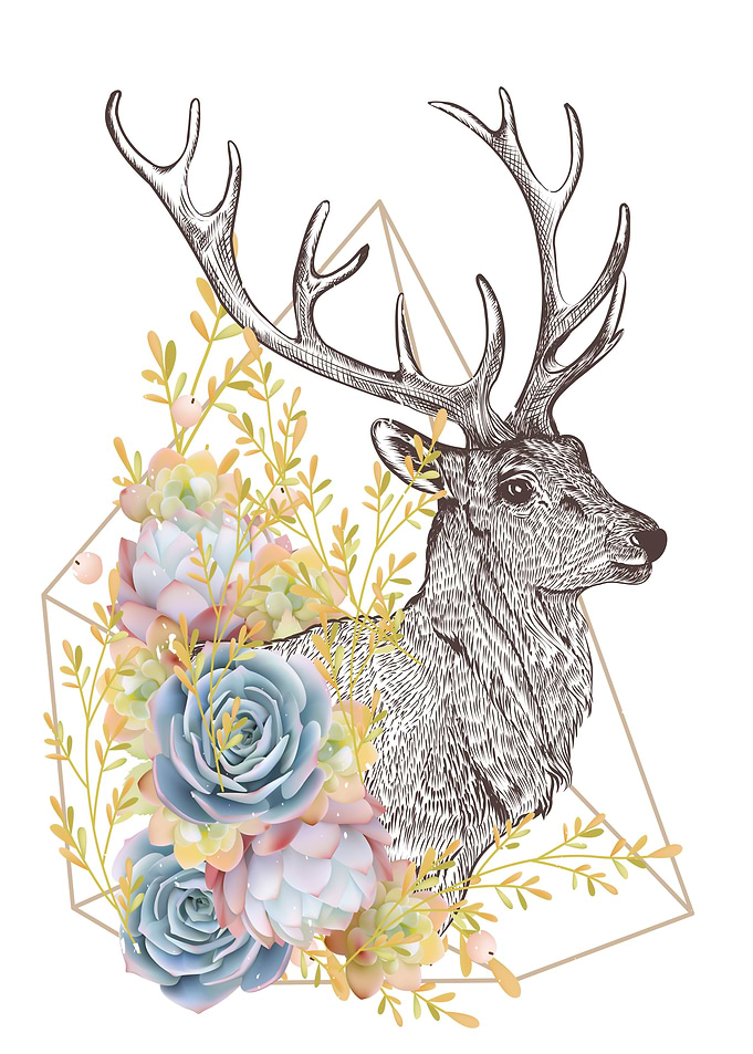 Boho style deer flowers