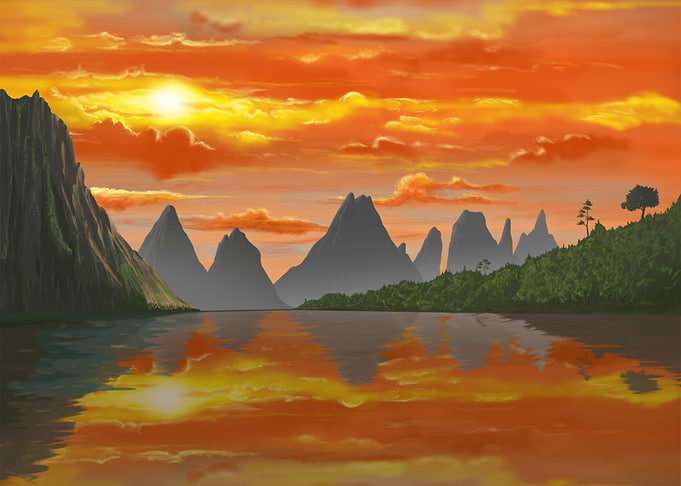 Mountains by Sunset Nature