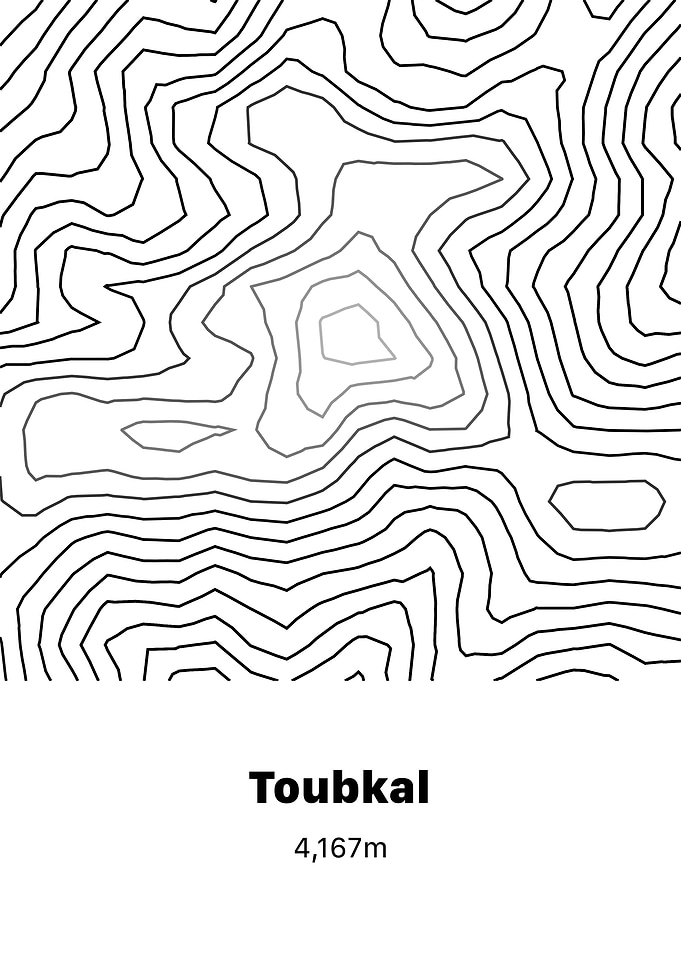 Toubkal Contour Map